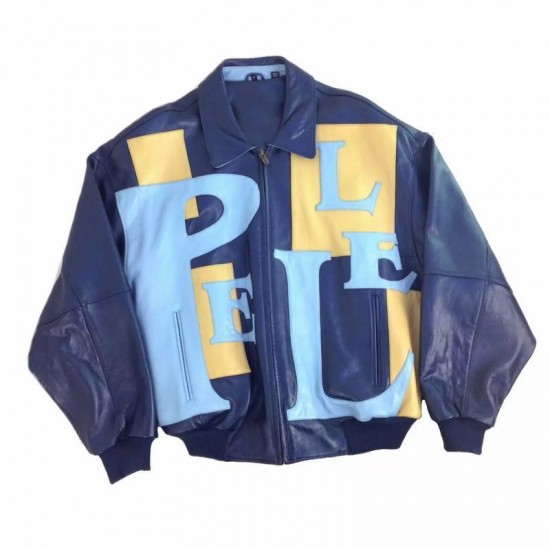 Pelle Pelle Blue Leather Bomber Jacket