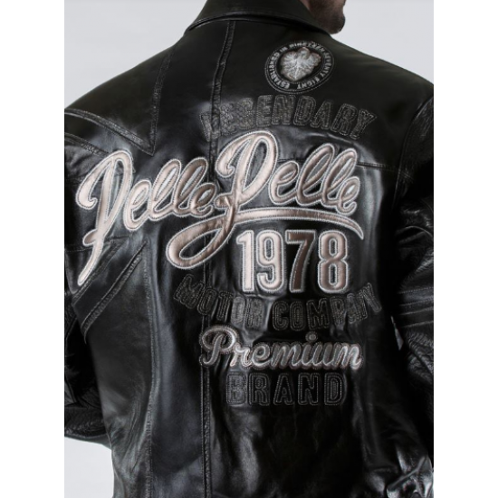 Pelle Pelle European Racer Blacksilver Ghost Mens Leather Jacket