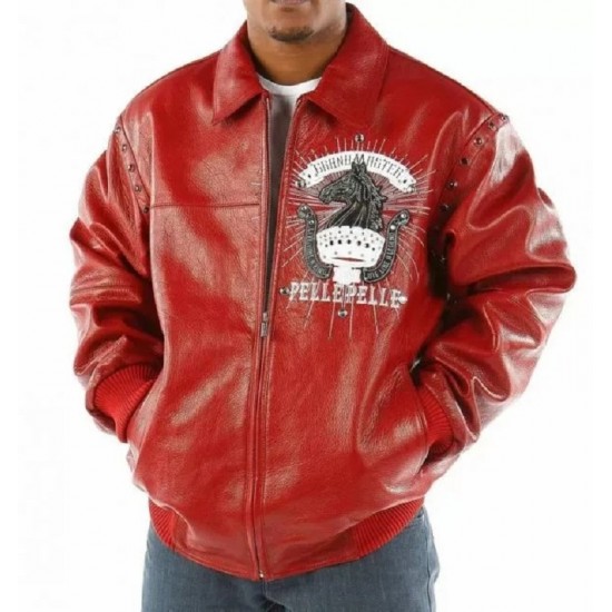 Pelle Pelle Mens Grandmaster Red Plush Jacket