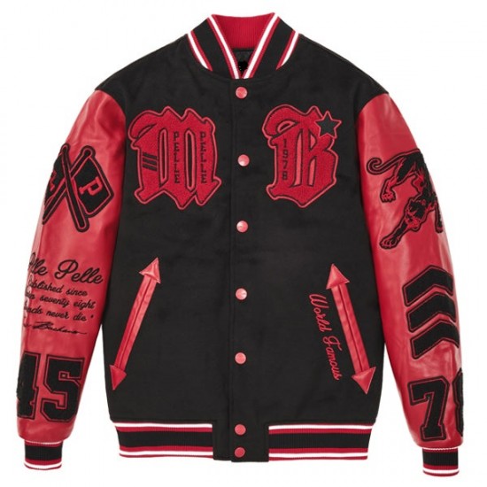 Pelle Pelle Red Biker 1978 Varsity Jacket