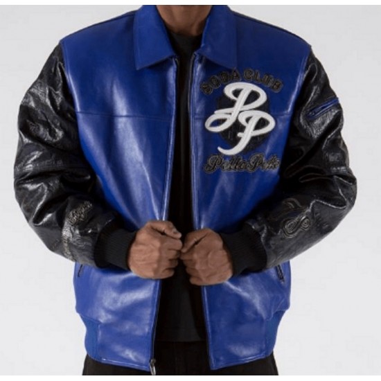 Pelle Pelle Soda Club Blue And Black Leather Jacket