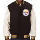 Pittsburgh Steelers Varsity White and Black Full Snap Jacket