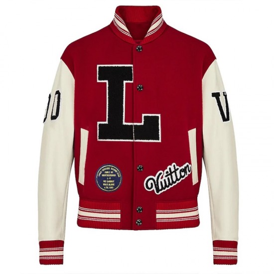 Pop Smoke LV Dreaming Red Varsity Jacket