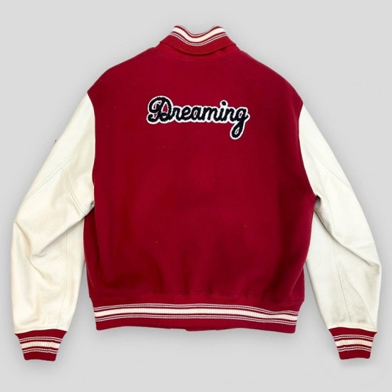 Pop Smoke LV Dreaming Red Varsity Jacket