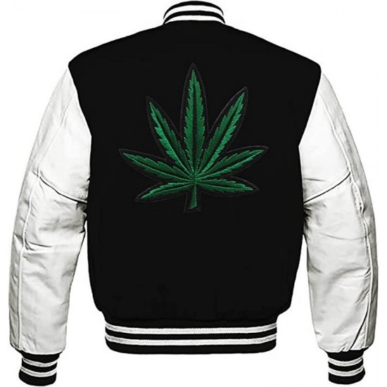 Pot Leaf Weed Cannabis Rastafarian High Times Black Varsity Jacket