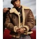 Power Book III Malcolm M. Mays Shearling Bomber Brown Leather Jacket