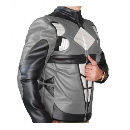 Power Ranger RPM Motorcycle Grey Look Leather Jacket