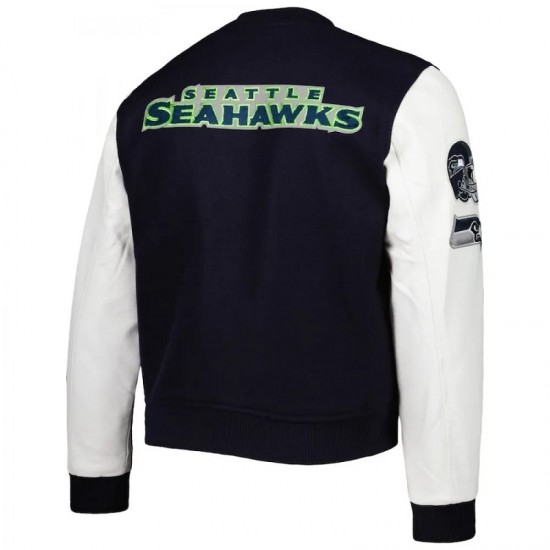 Pro Standard College Navy White Seattle Seahawks Logo Varsity Jacket