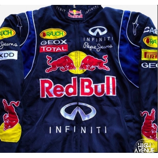 Red Bull Embroidered Blue Nascar Vintage Jacket