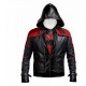 Red Hood Jacket Mens Arkham Jason Todd Bat Logo Costume Biker Leather Jacket