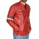 Red Leather Jacket Men's Lambskin Soft Genuine Slim Fit Motorcycle Biker Jacket