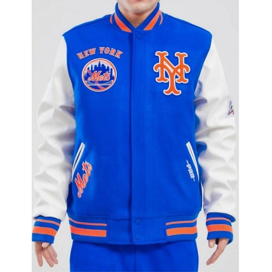 Retro Classic NY Mets Royal Blue Wool Varsity Jacket