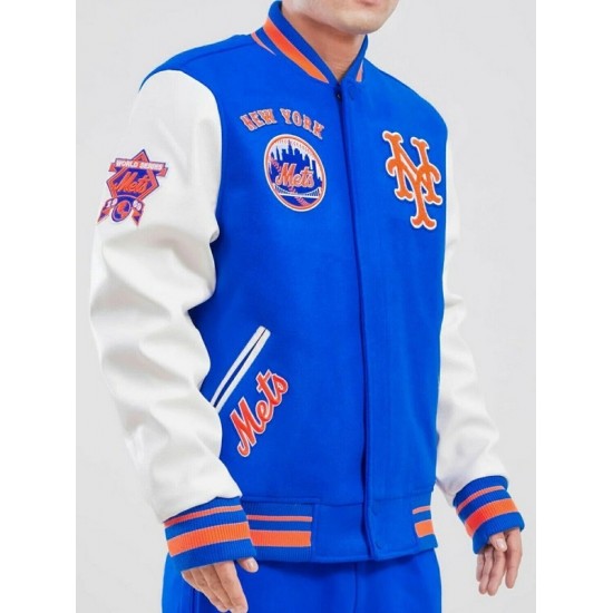 Retro Classic NY Mets Royal Blue Wool Varsity Jacket