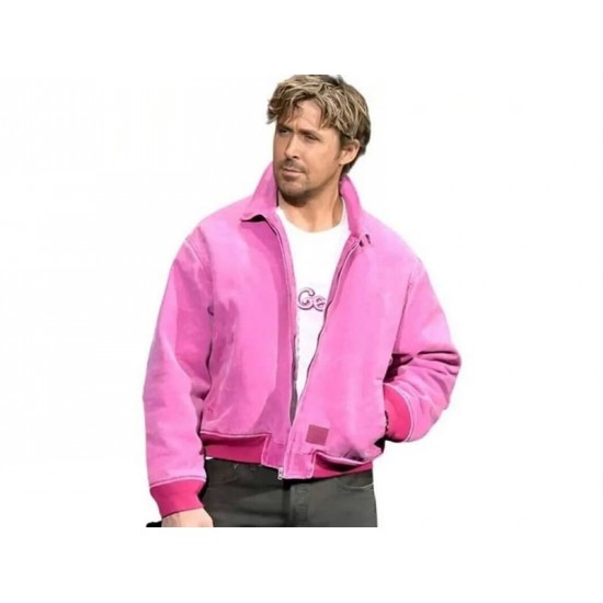 Ryan Gosling Pink Bomber Wool Jacket