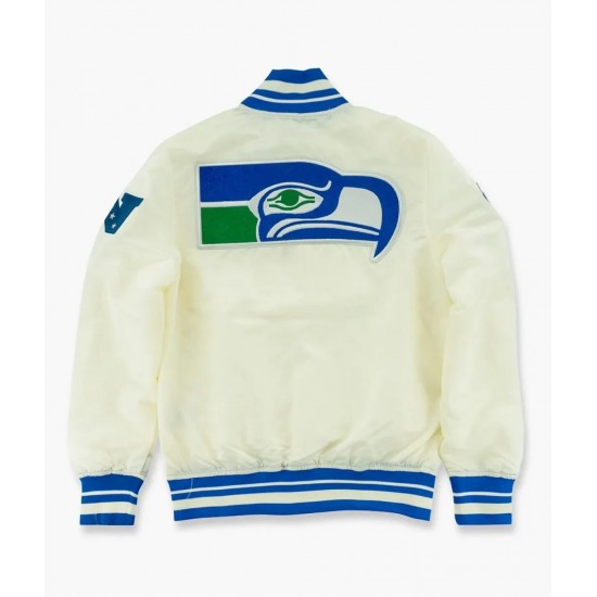 Seattle Seahawks Cream Throwback Classic Satin Jacket