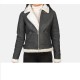 Sherilyn B-3 Black White Leather Bomber Jacket