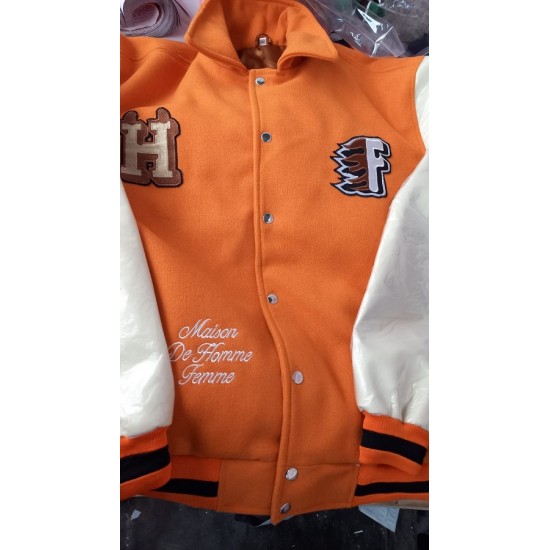 Sickboy Orange With White Varsity Jacket