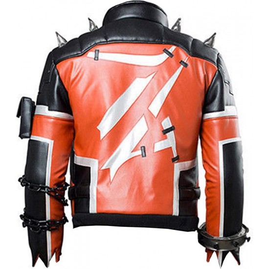 Slasher 76 Black and Orange Biker Leather Jacket