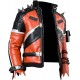 Slasher 76 Black and Orange Biker Leather Jacket