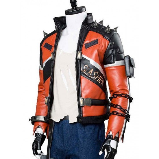 Slasher 76 Black and Orange Biker Leather Jacket