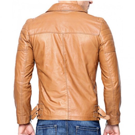 Slim Fit Brown Jacket New Men's Genuine Lambskin Leather Motorcycle Jacket Biker Jacket