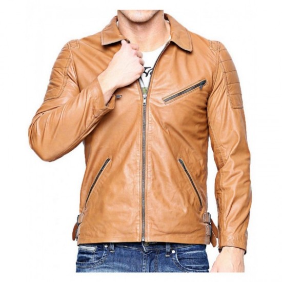 Slim Fit Brown Jacket New Men's Genuine Lambskin Leather Motorcycle Jacket Biker Jacket