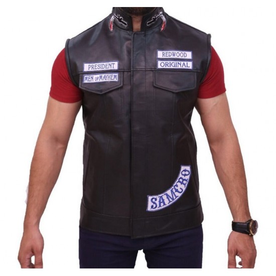 Sons Of Anarchy Motorcycle Biker Black Leather Vest