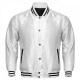 Sportswear Men's Jackets Supreme White Letterman Baseball Rib Knit Collar Satin Jacket