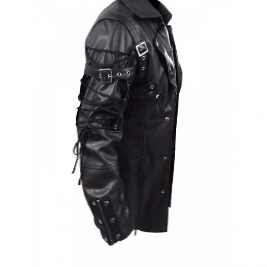 Steampunk Mens Gothic Leather Halloween Trench Coat