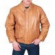 Tan Brown Mens Leather Genuine Lambskin Motorcycle Jacket Slim Fit Biker Jacket