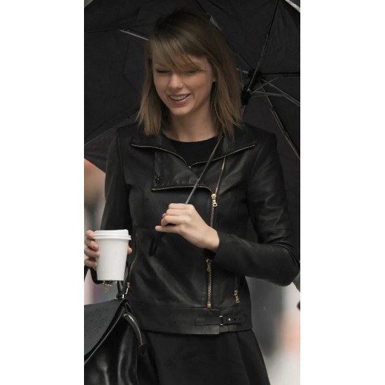 Taylor Swift Black Leather Biker Jacket