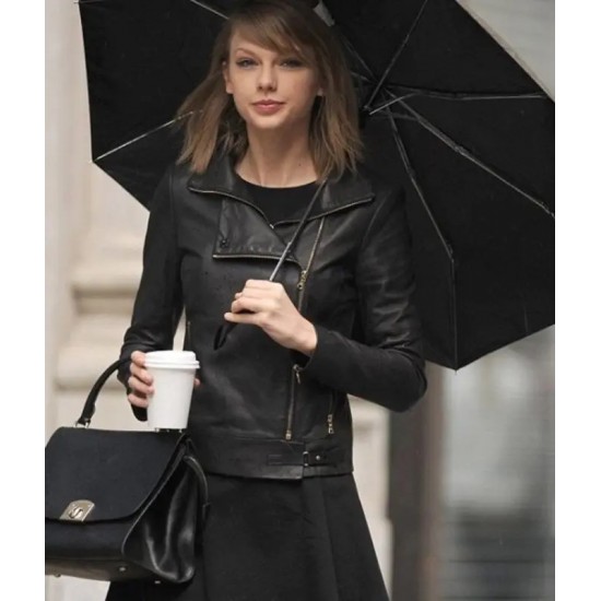 Taylor Swift Black Leather Biker Jacket