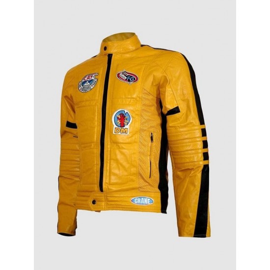 The Bride Kill Bill Yellow Leather Handmade Jacket