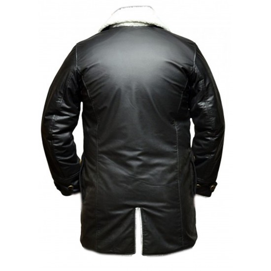 The Dark Knight Rises Bane Leather Buffing Black Trench Coat Jacket