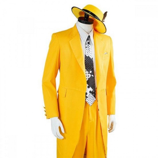 The Mask Jim Carrey Cosplay Costume Yellow Suit Men Uniform Halloween Outfit