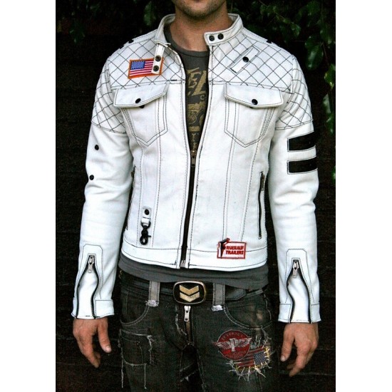 The Stuntman White Leather Jacket