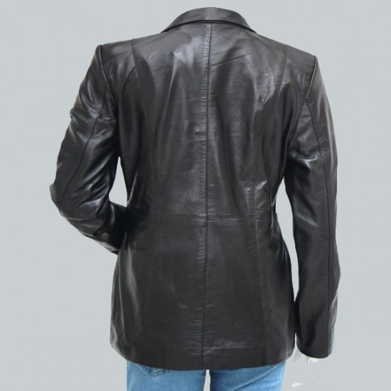 Timeless Black Women's Leather Blazer