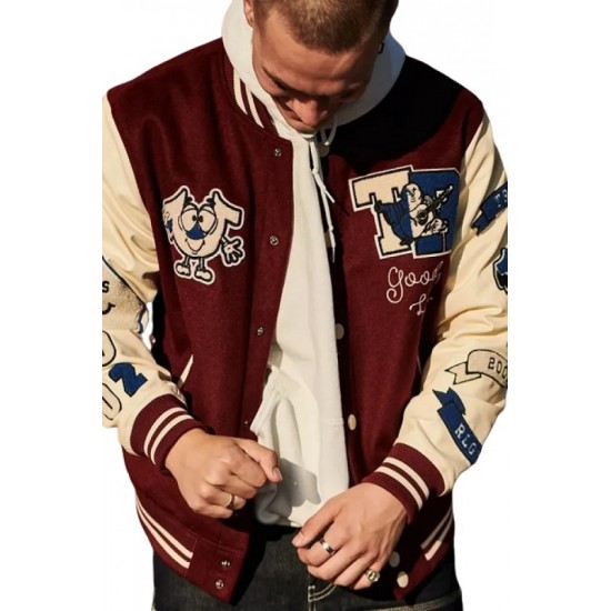 True Religion Maroon Varsity Jacket