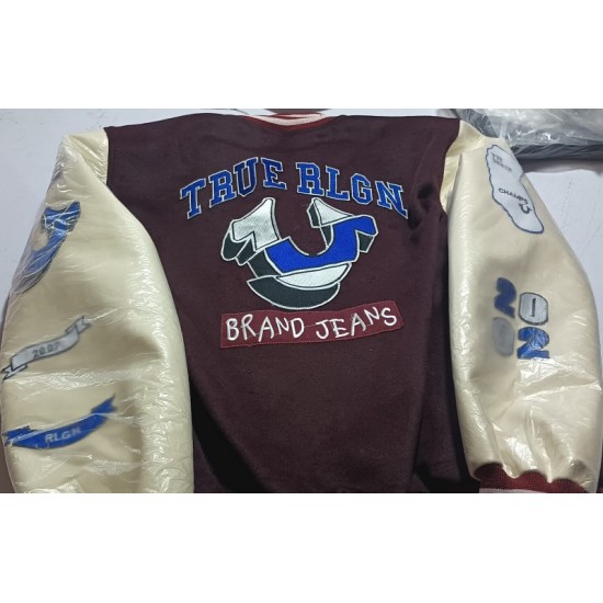 True Religion Maroon Varsity Jacket