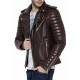 URBAN Men's Lambskin Leather Jacket Motorcycle Biker Stylish Quilted Brown Coat