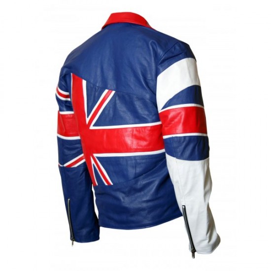 Union Jack Flag Leather Jacket For Men