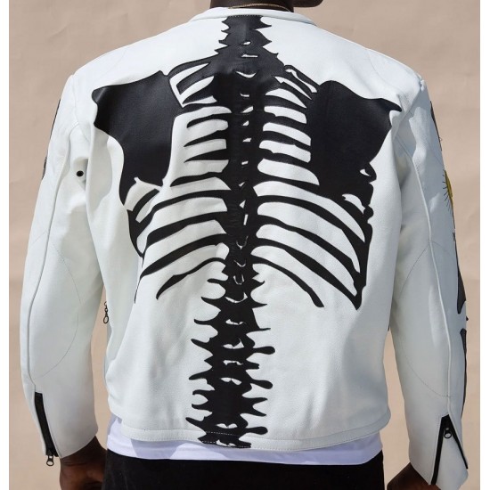 Vanson Skeleton White Leather Jacket