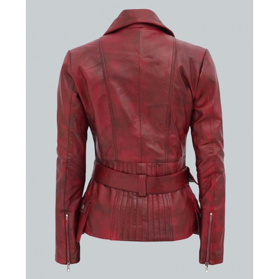 Victoria Women's Burgundy Moto Jacket