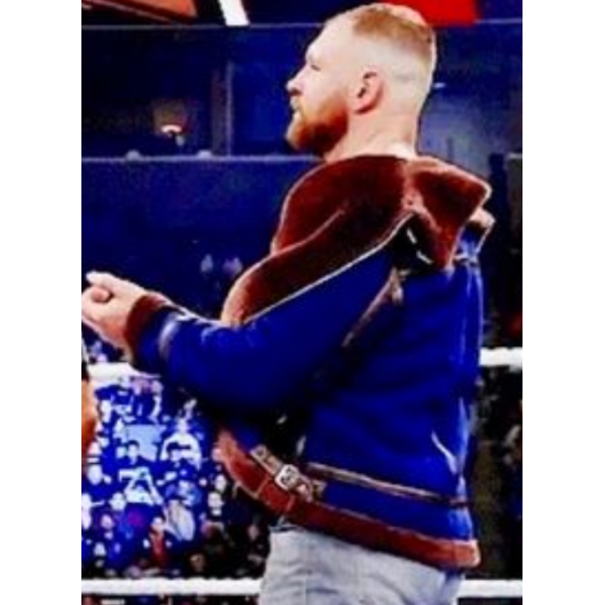 WWE Dean Ambrose Blue And Brown Shearling Jacket