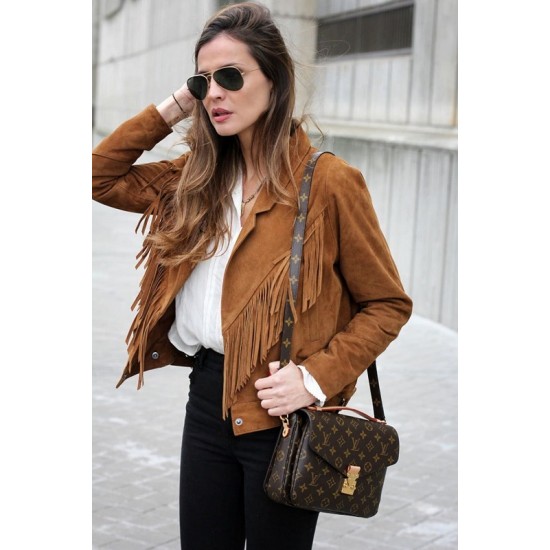 Western Brown Suede Leather Wear Fringe Vintage Coat Jacket