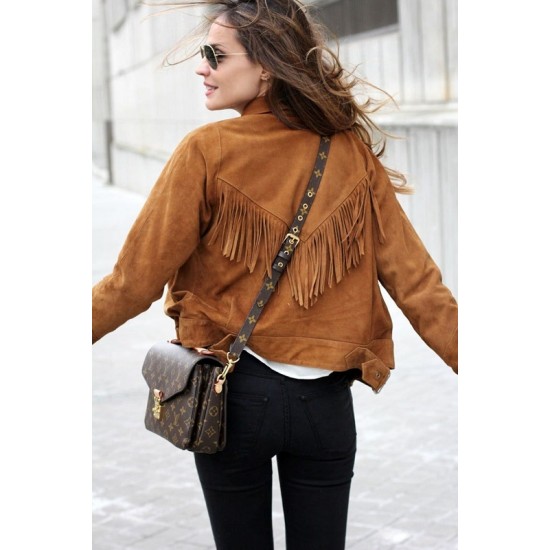 Western Brown Suede Leather Wear Fringe Vintage Coat Jacket