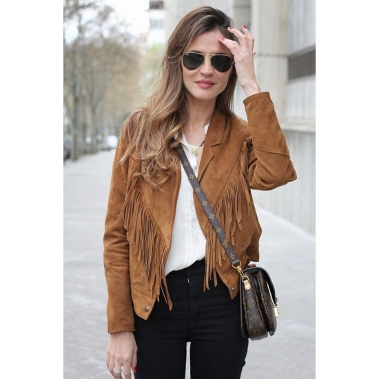 Western Brown Suede Leather Wear Fringe Vintage Coat Jacket