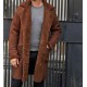 Winter Brown Fur Leather Long Trench Overcoat