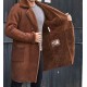 Winter Brown Fur Leather Long Trench Overcoat