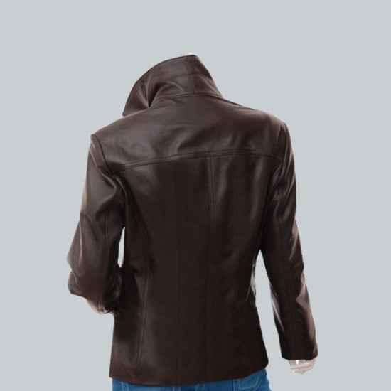 Women Brown Leather Blazer